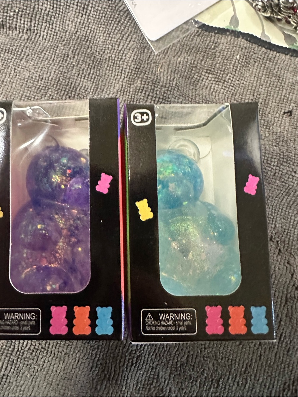 Purple and Teal Glitter Bear squishies sugar squish slow rise